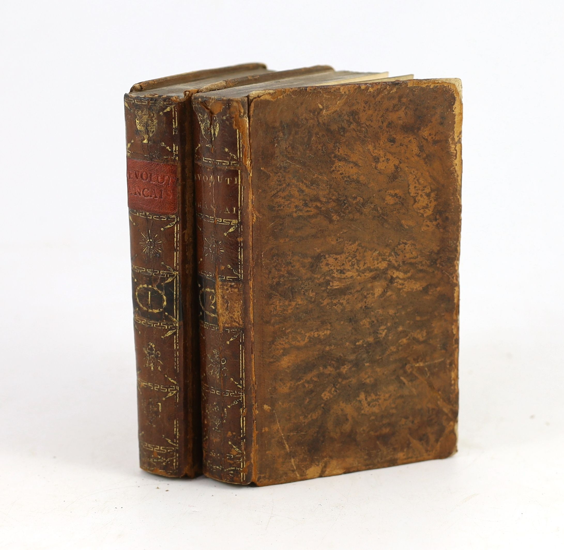 Necker, Jacques - De La Revolution Francaise. nouvelle edition, revue et corrigée, 4 vols (in 2). half titles; contemp. mottled calf and gilt-decorated spines, sm.8vo. Paris: chez F. Dufart, An 5-1797